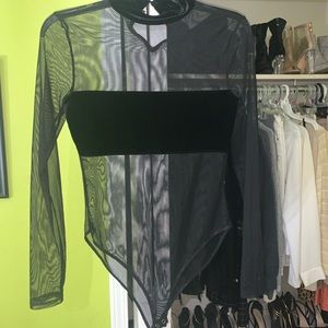 Velvet bandeau bodysuit